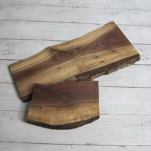 Handmade Wooden Charcuterie Board Serving Set Black Walnut 17" and 8" Lot
